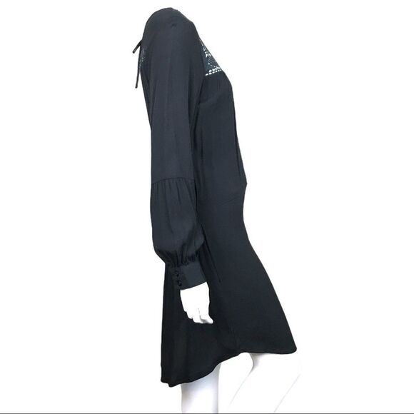 NEW Boutique‎ Black Cut Out Faux Suede Long Sleeve Mini Boho Dress - Picture 3 of 13